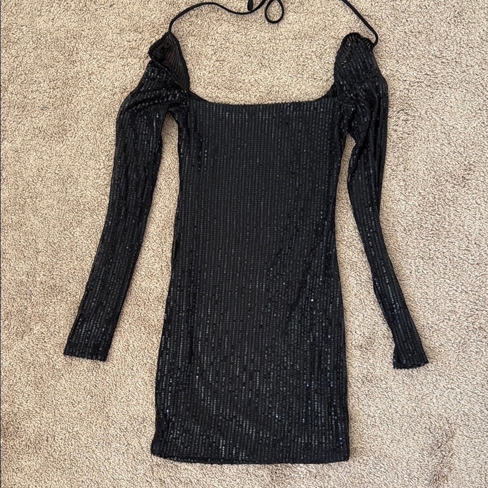 Lucy in the Sky Black Ribbed Bodycon Dress